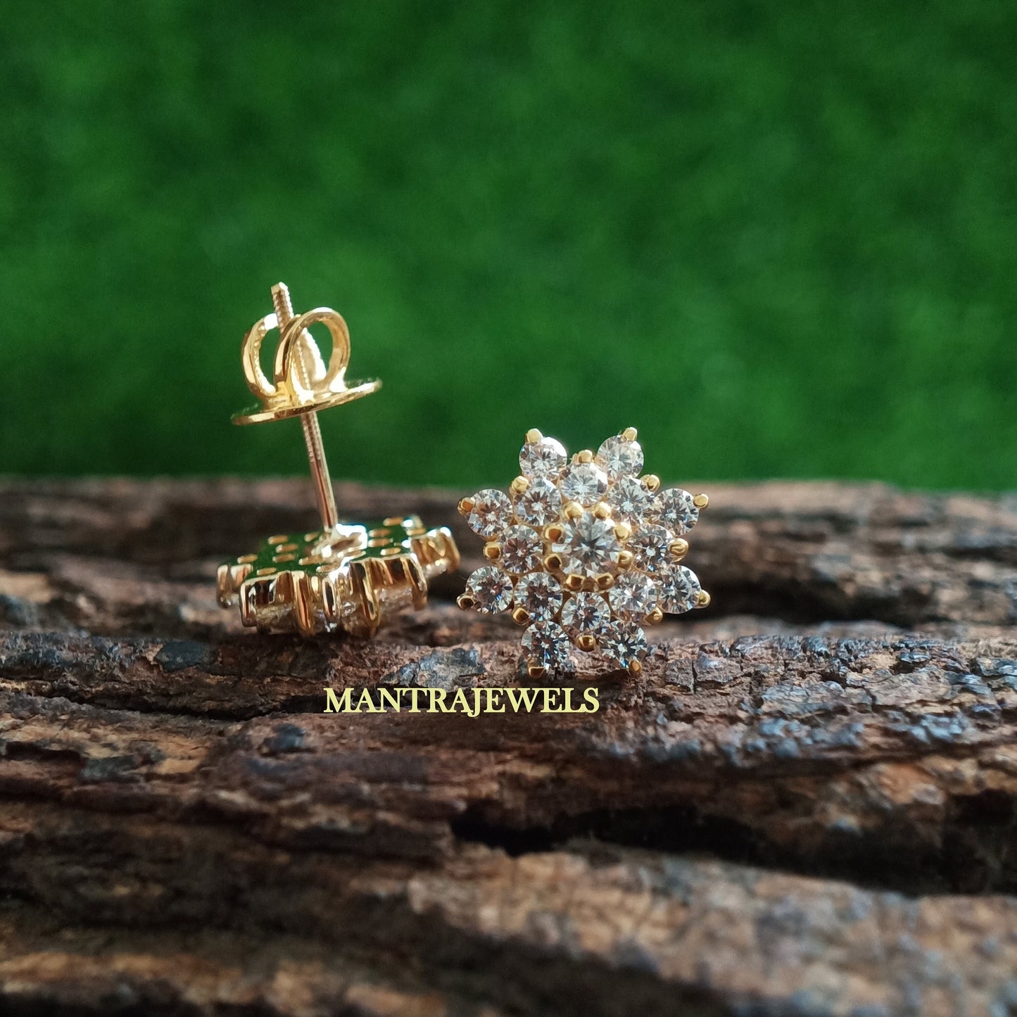 Floral 1 TCW Round Cut Colorless Moissanite Earrings, Flower Style Wedding Earrings, Moissanite Stud Earrings, Screw Back Earrings