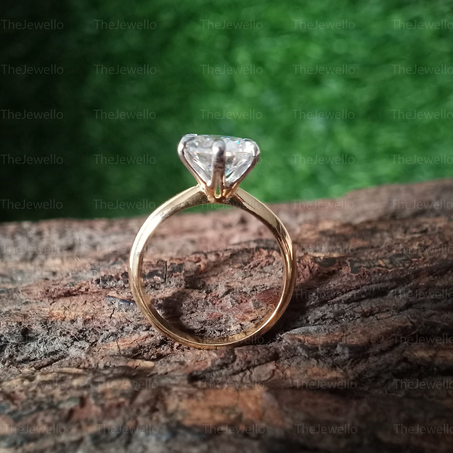 Round Moissanite Solitaire Engagement RIng, Two Tone Solid Gold Moissanite Wedding Anniversary Rings, Womens Handmade Solitaire Rings