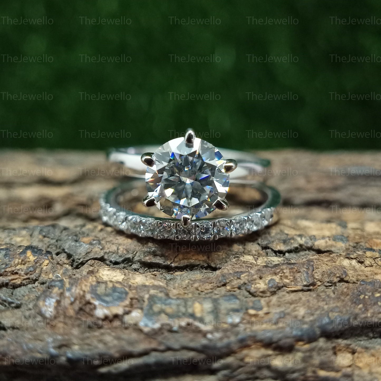 1.50 CT Brilliant Round Cut Bridal Set in Solid 14k/18k White Gold Bridal Set, Yellow Gold Moissanite Wedding Set, Round Moissanite Ring
