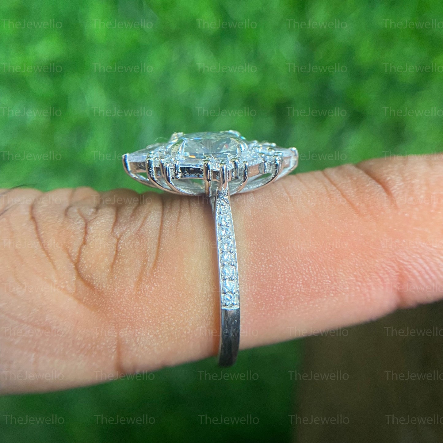 2 CT Oval Cut Dark Gray Moissanite Ring, Antique Vintage Style Grey Moissanite Ring, Halo Engagement Ring, Solid Gold Engagement Ring