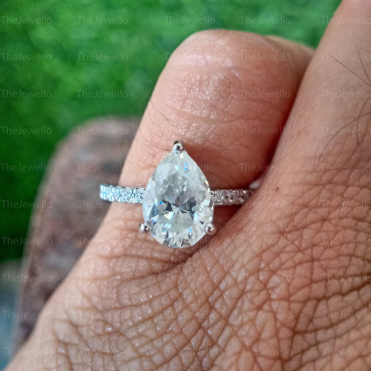 Pear Shaped Moissanite Ring, Engagement Ring, Solitaire Moissanite Wedding Ring, Bridal Art Deco Dainty Ring Anniversary Gift for Wife