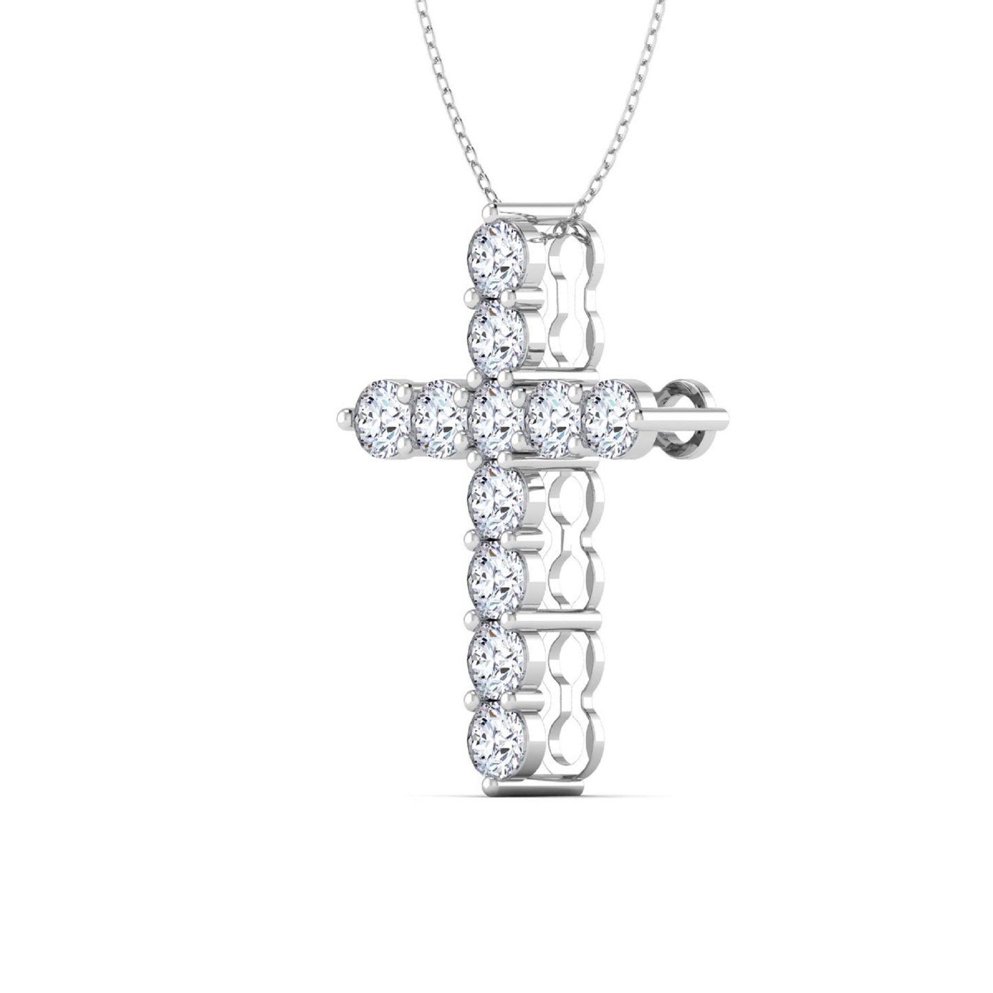 Moissanite Cross Pendant, Silver Cross Necklace with Moissanite, Moissanite Cross Necklaces for Women, Minimalist Necklace