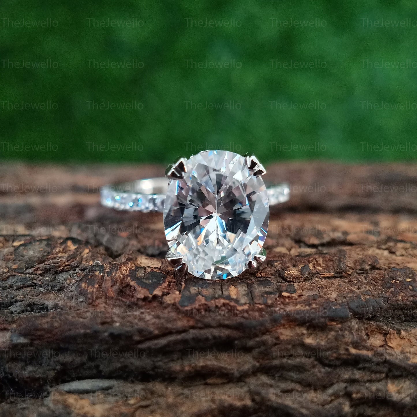 3.75Ct Oval Moissanite Ring, 14K Gold Solitaire Accent Ring, Oval Cut Hidden Halo Engagement in Solid Gold, Anniversary Gift