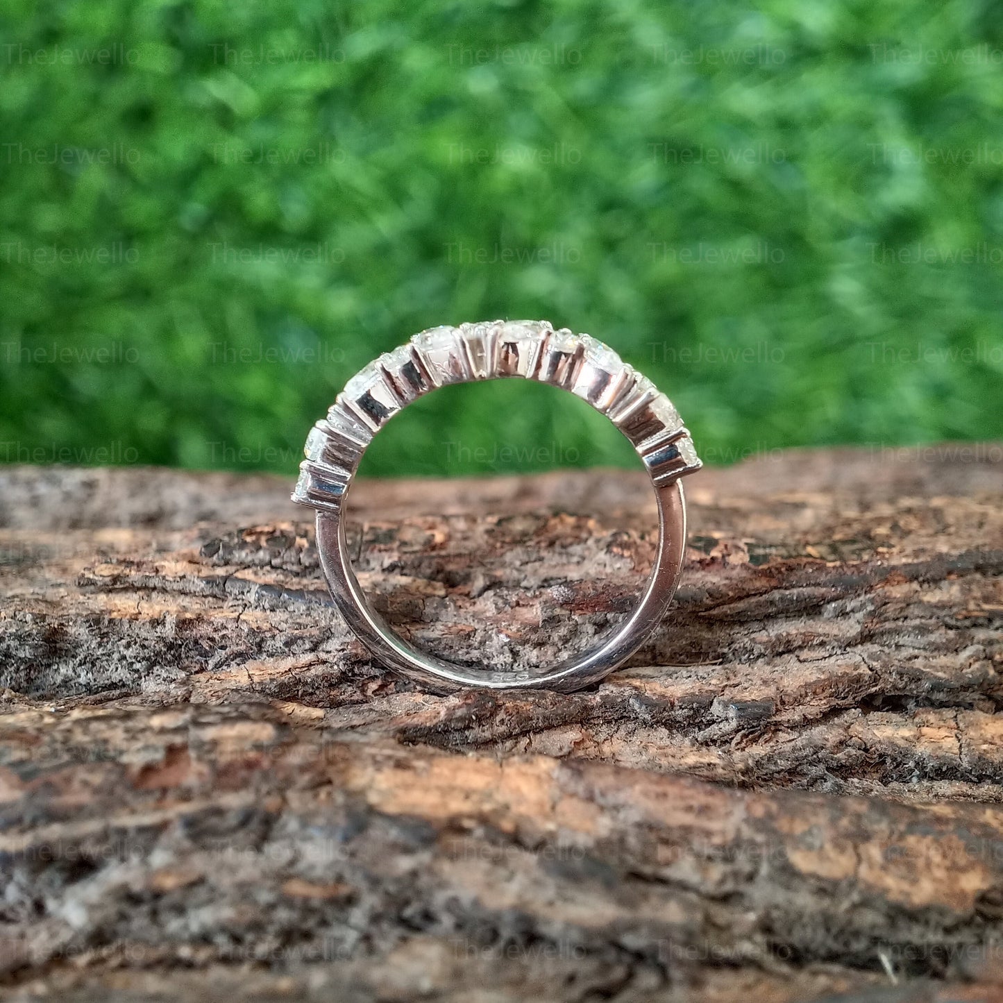 Alternating Moissanite Band, 0.75 TCW Marquise and Round Cut Moissanite Wedding Band, Art Deco Half Eternity Band, Stackable Band, Bridal