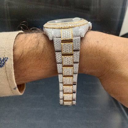 Rolex Two Tone Iced Out Moissanite Watch