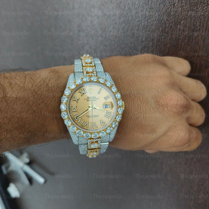 Rolex Round Cut Moissanite Iced Out Men's Watch