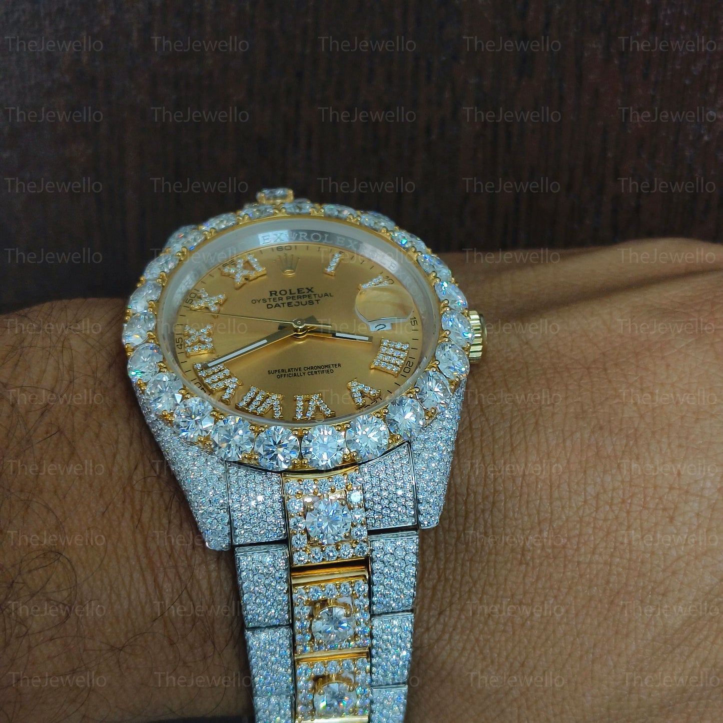 Rolex Round Cut Moissanite Iced Out Men's Watch