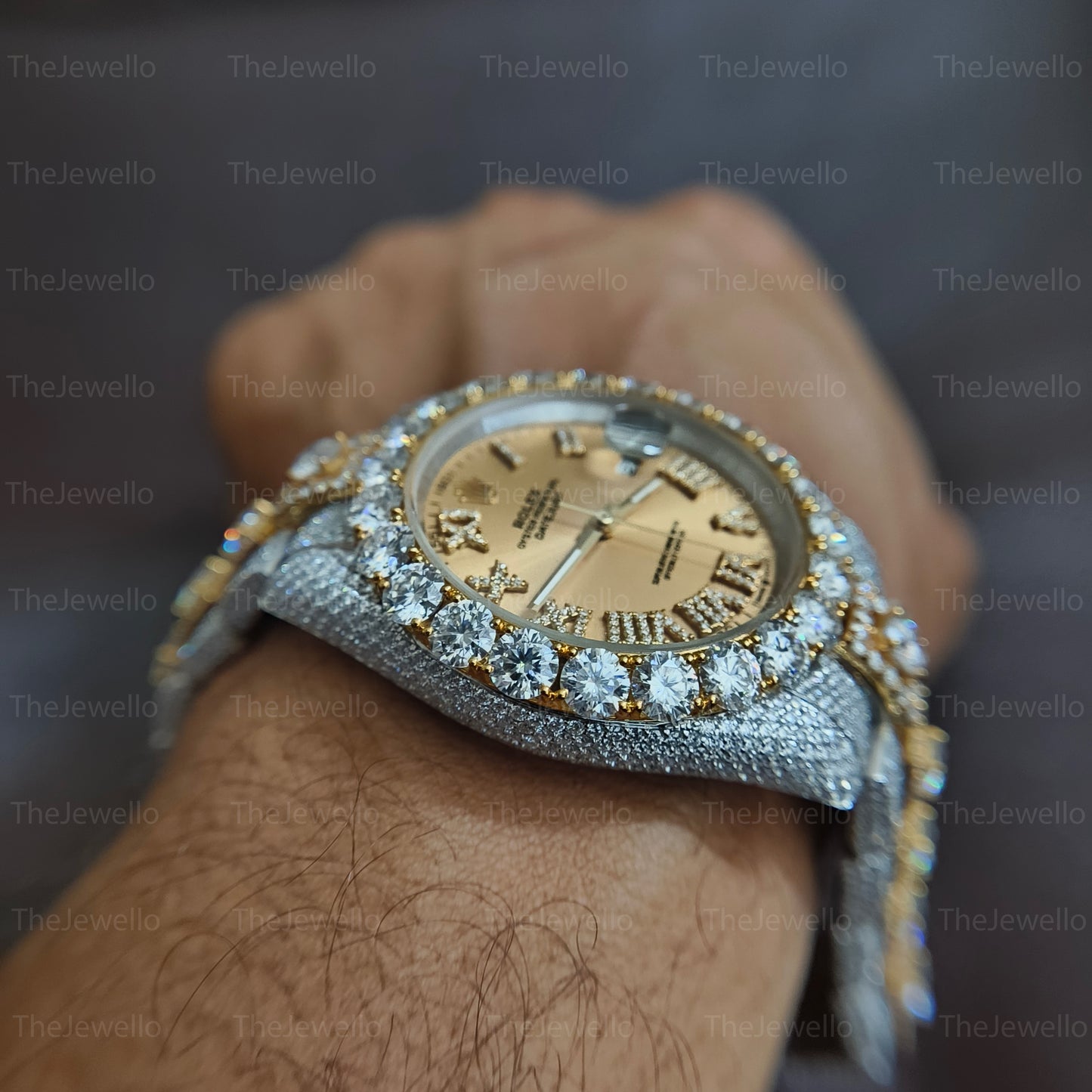 Rolex Round Cut Moissanite Iced Out Men's Watch