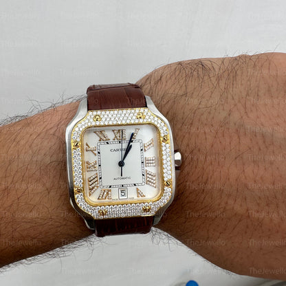 Cartier Watch Bezel Iced Out Moissanite Watch