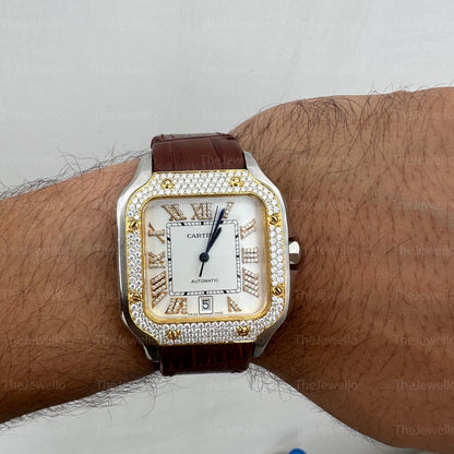 Cartier Watch Bezel Iced Out Moissanite Watch