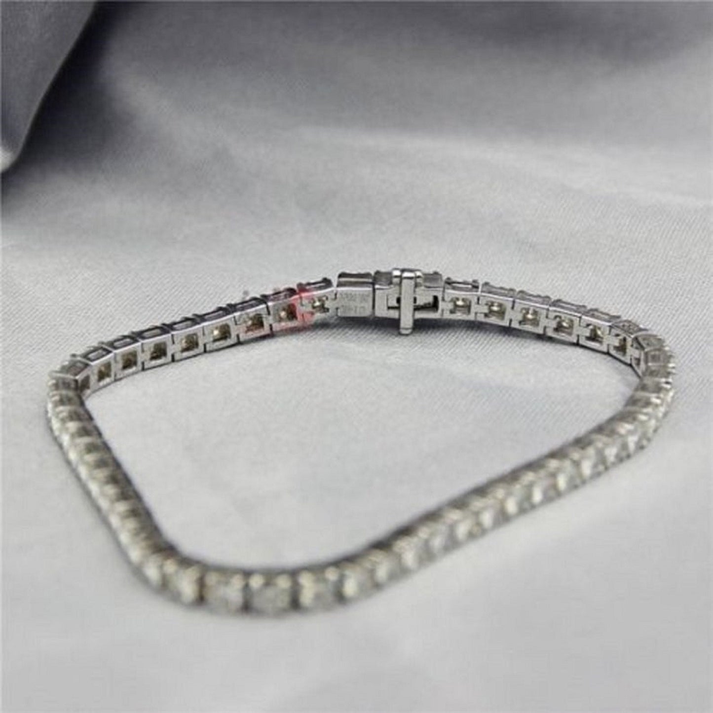 Tennis Bracelet Bridesmaid Bracelet Moissanite 14K\18K Round Brilliant Cut Stacking White Gold Plated Bracelet for Men and Women