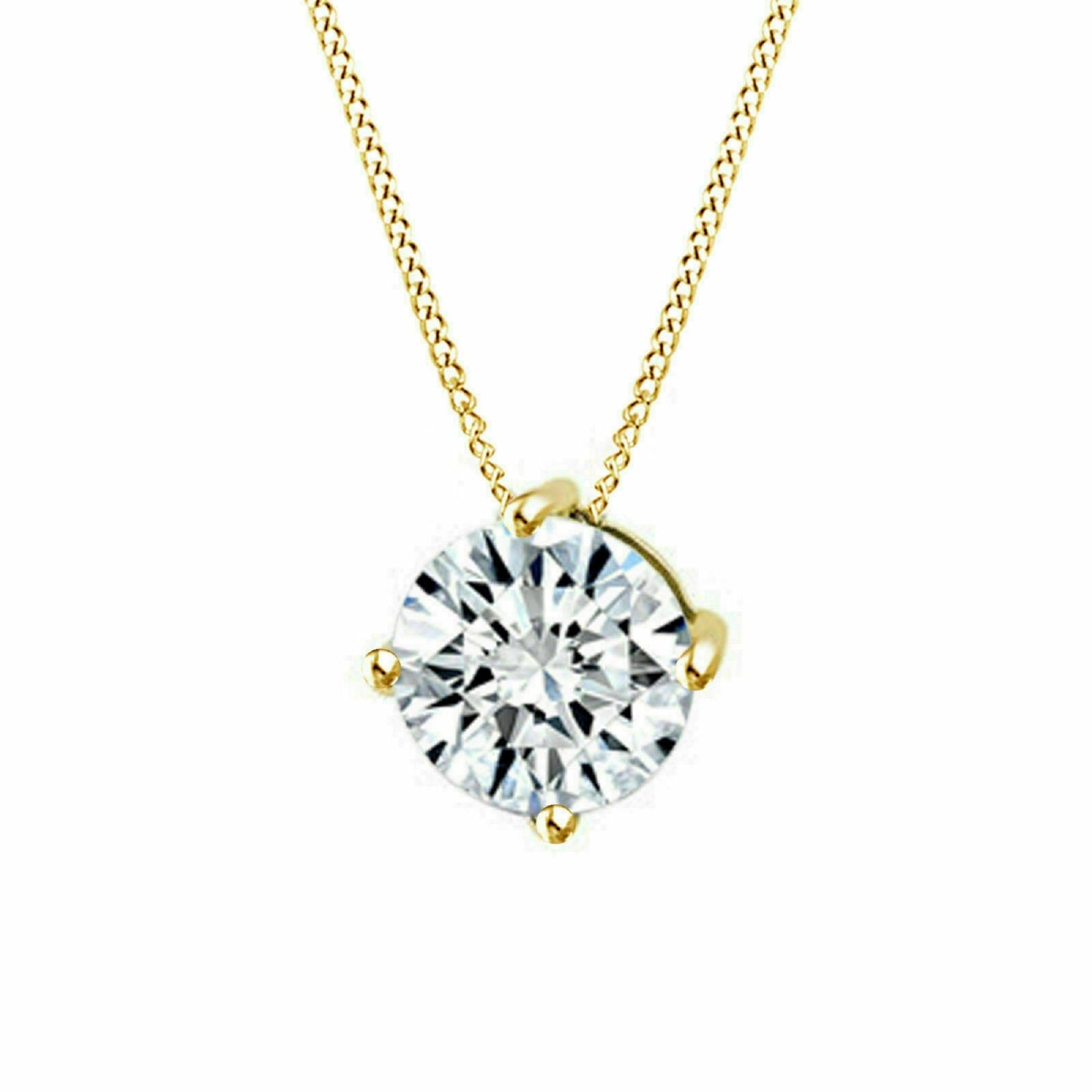 1.50ct Round Moissanite Brilliant Cut 14K Yellow Gold Solitaire Pendant, Simple Minimalistic Everyday Wear Pendant Necklace