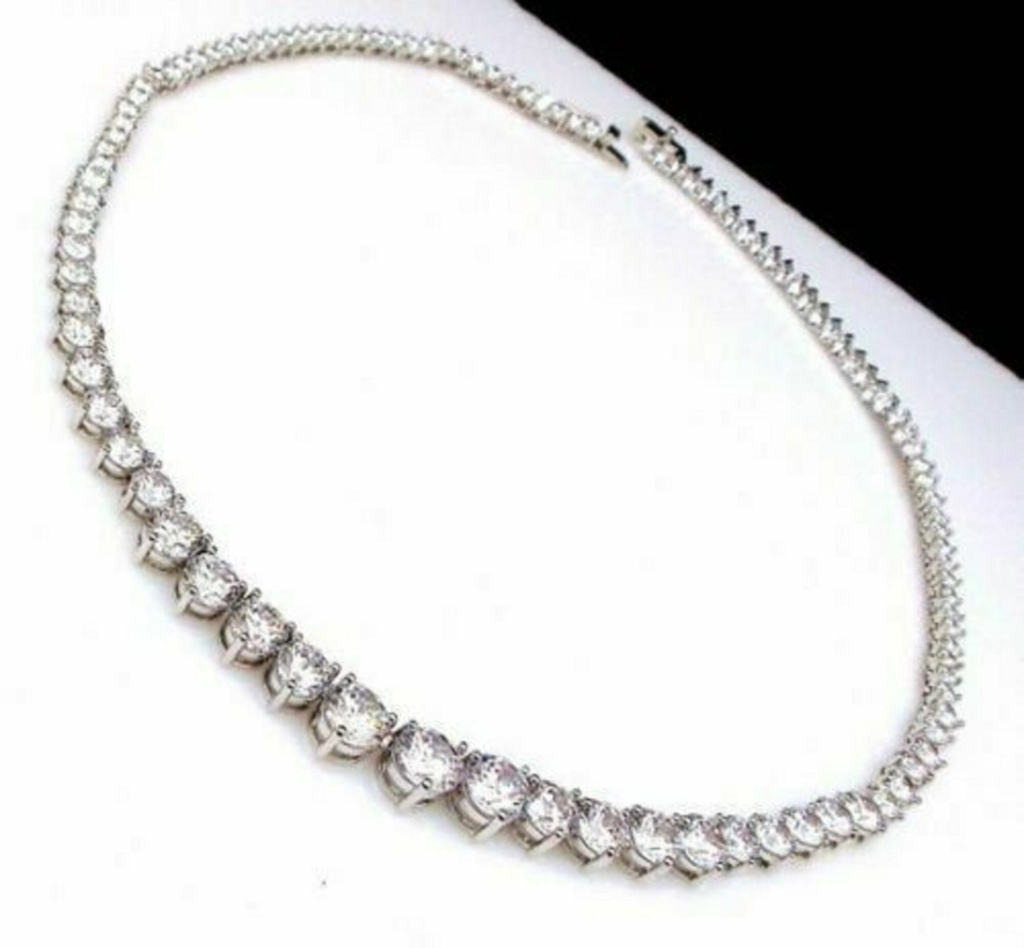 Moissanite Diamond Bridal Necklace 925 Silver 16" 34 Carat Genuine Round Moissanite Tennis Necklace, Solid White Gold Jewelry Gift For Her