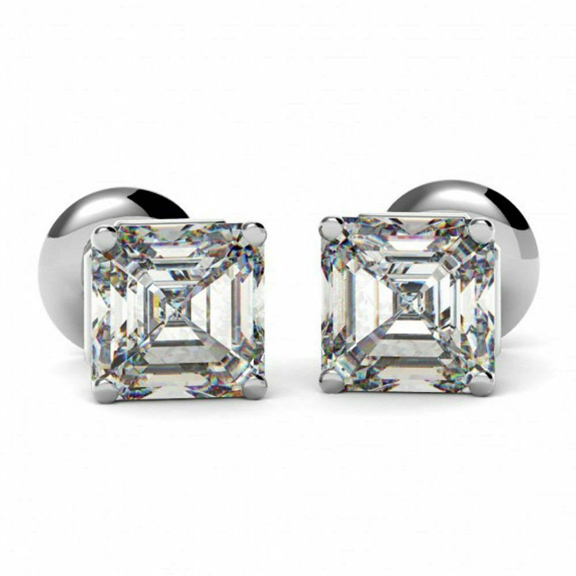 2.00Ct Asscher Cut Moissanite Diamond Earrings Stud Solid14k White Gold Women