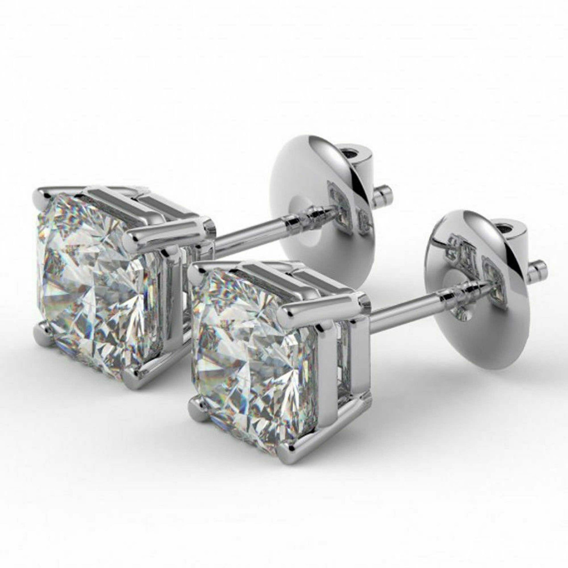 2.00Ct Asscher Cut Moissanite Diamond Earrings Stud Solid14k White Gold Women