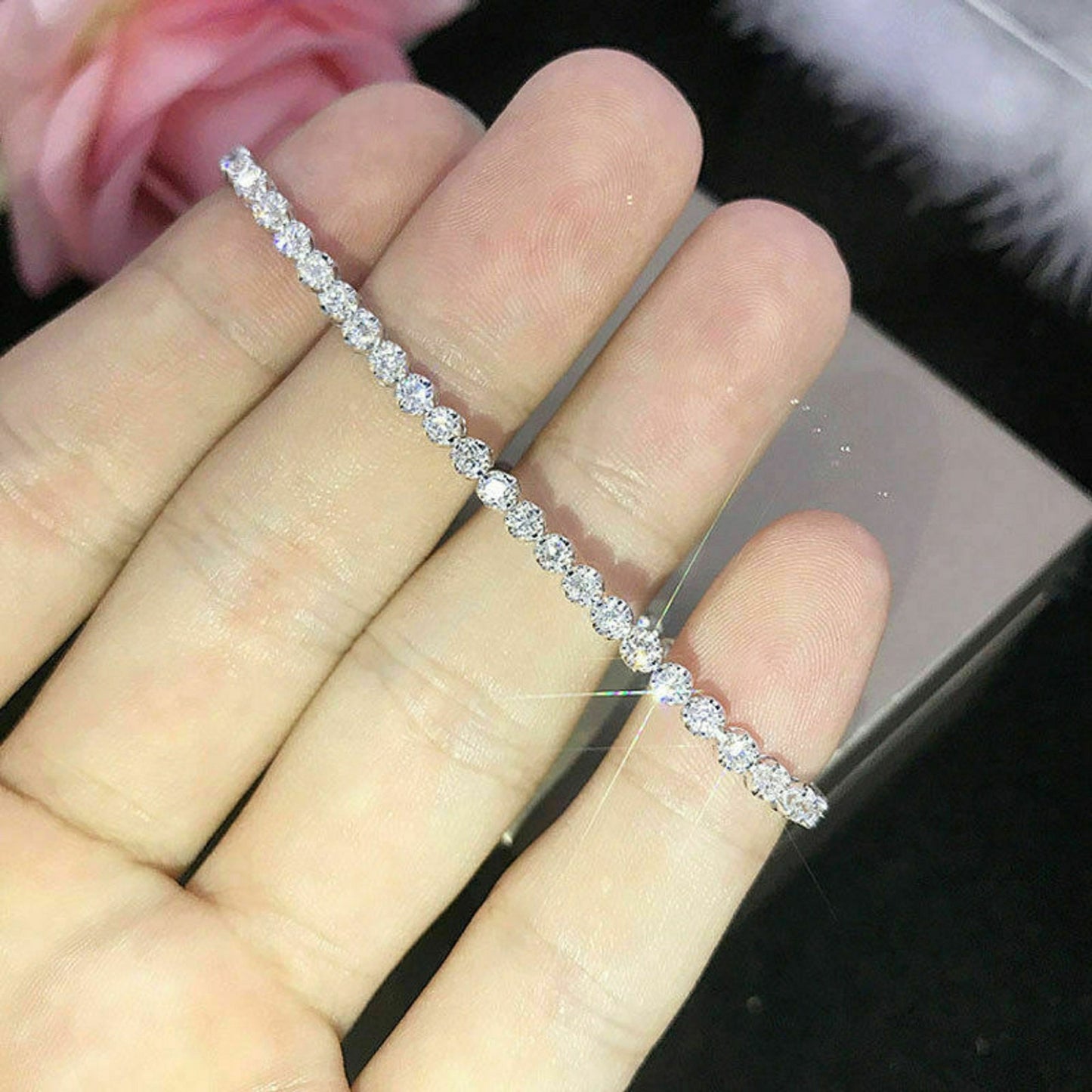 11.30Ctw Excellent Forever Real Round Moissanite Tennis Bracelet 14K White Gold