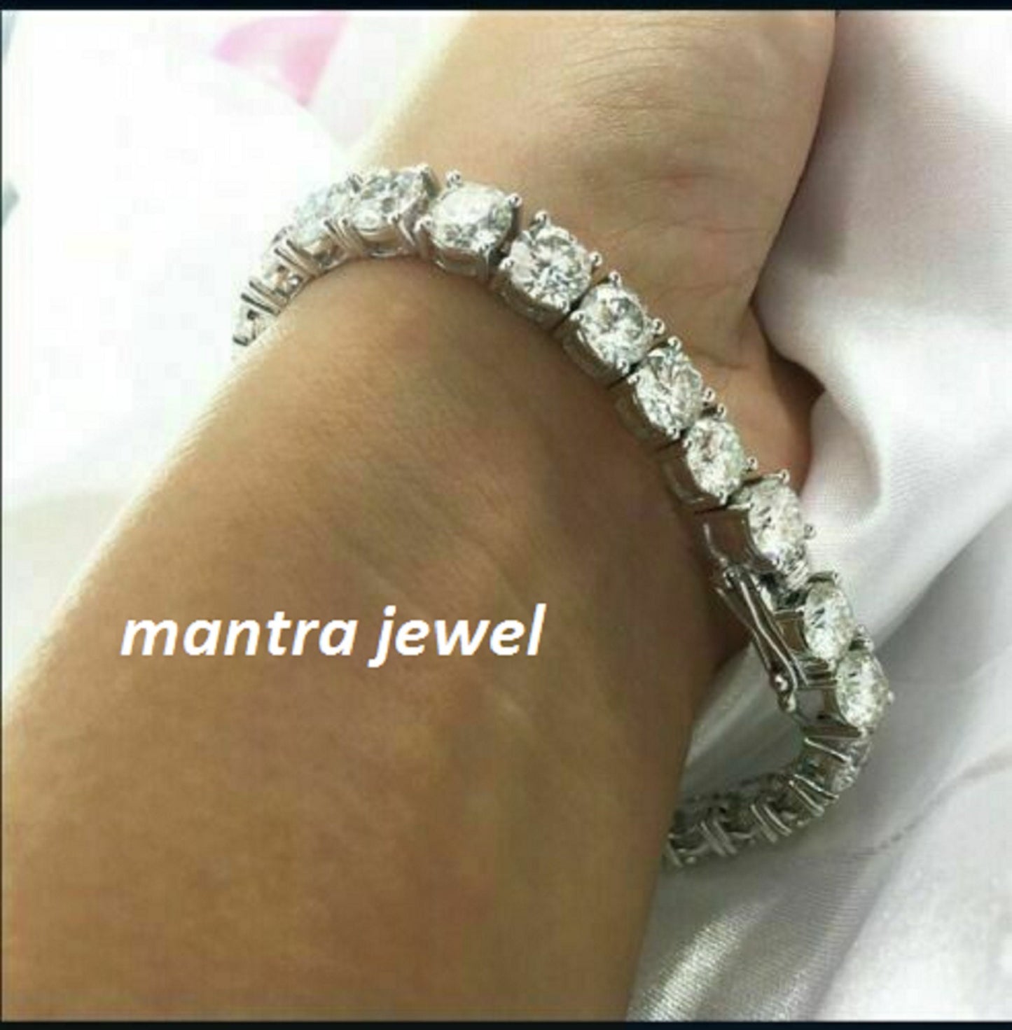 Solid 10k/14K White Gold Bracelets Or 925 Sterling Silver Bracelet 14.80ct Round Colorless Moissanite Diamond Bracelet Tennis Bracelets