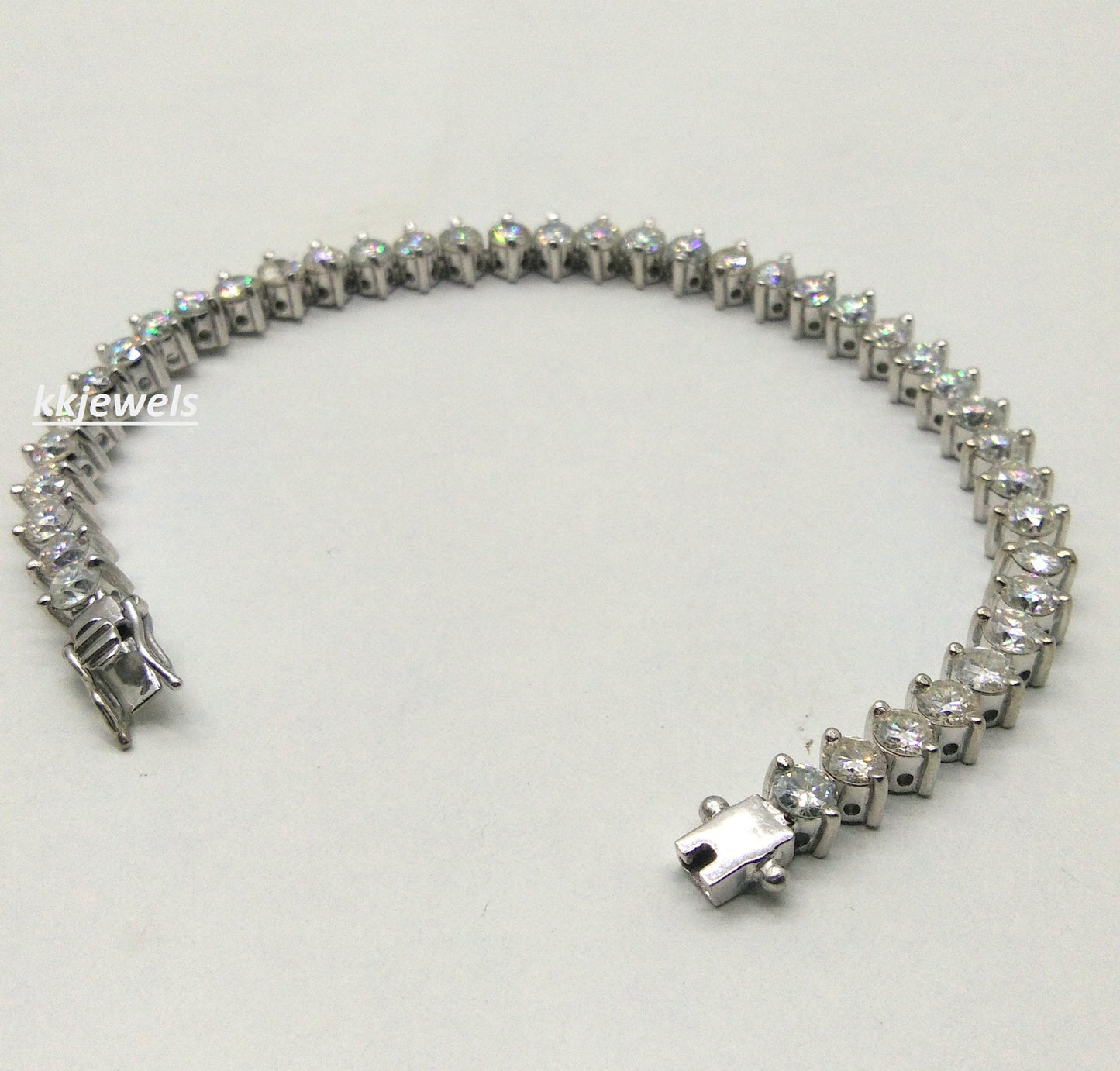 Colorless Moissanite Bracelet 10k/14K White Gold Bracelets Or 925 Sterling Silver Bracelet 15.00ct Round Solitaire Tennis Bracelets