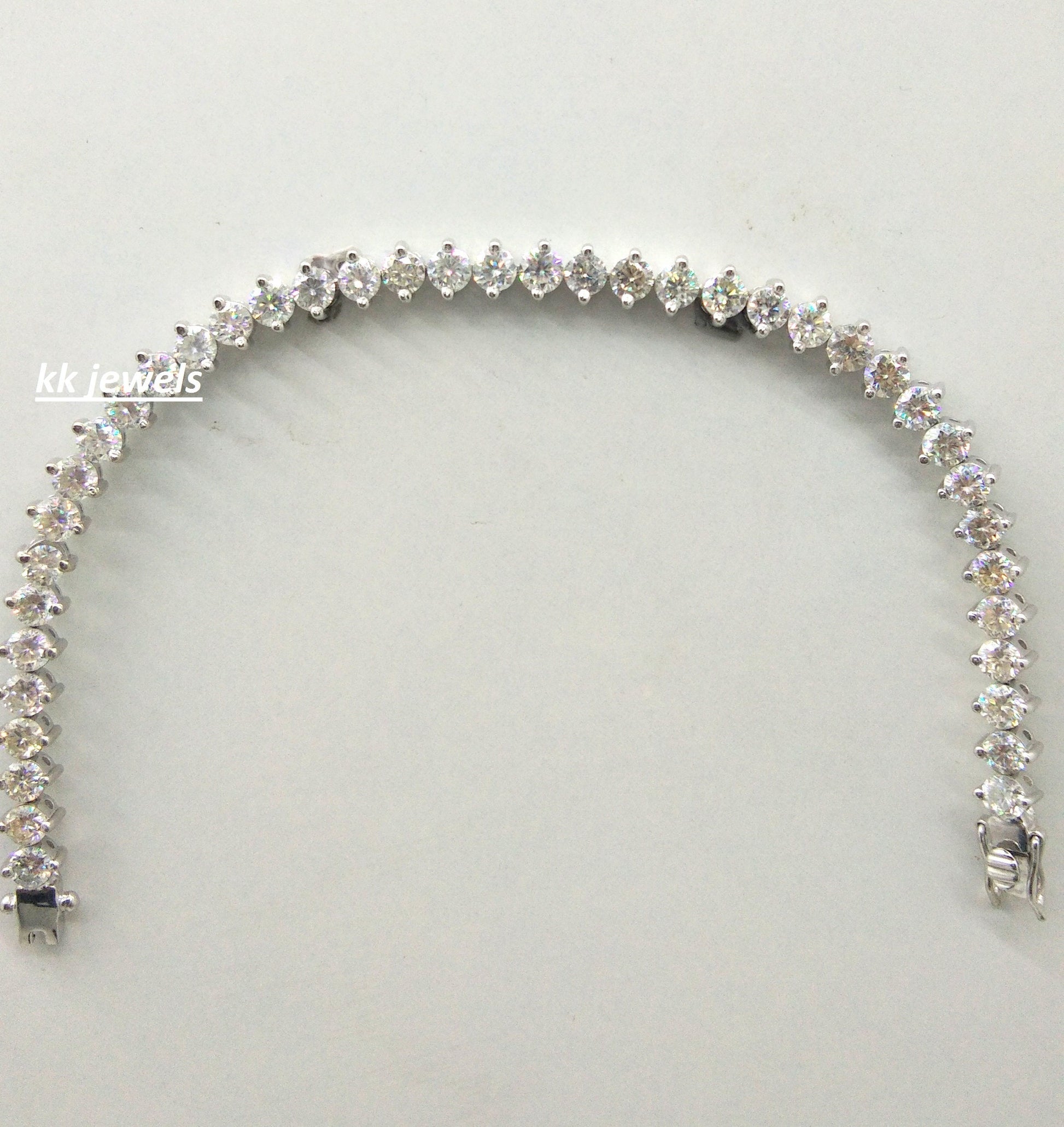 Colorless Moissanite Bracelet 10k/14K White Gold Bracelets Or 925 Sterling Silver Bracelet 15.00ct Round Solitaire Tennis Bracelets