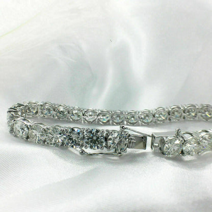 Solid 10k/14K White Gold Bracelets Or 925 Sterling Silver Bracelet 14.80ct Round Colorless Moissanite Diamond Bracelet Tennis Bracelets