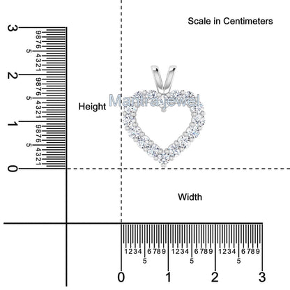 Certified 1.07 Ct Moissanite Pendant Necklace 10k 14k Solid Gold Heart Pendant Brilliant Round Moissanite Diamond Pendant with Chain