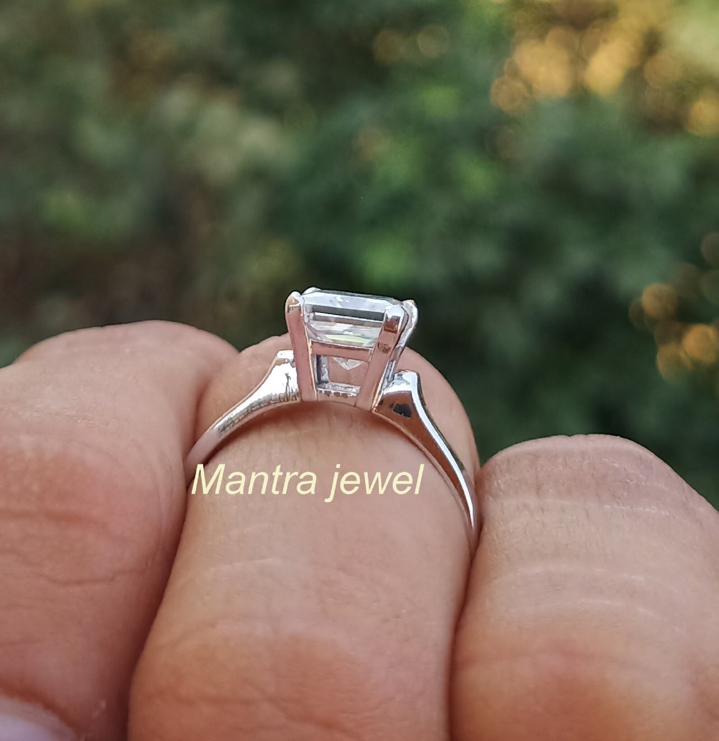 Princess Cut Solitaire Ring / 2 CT Colorless White Gold Promise Rings For Her / Unique Moissanite Rings / Antique Rings Anniverasry Rings