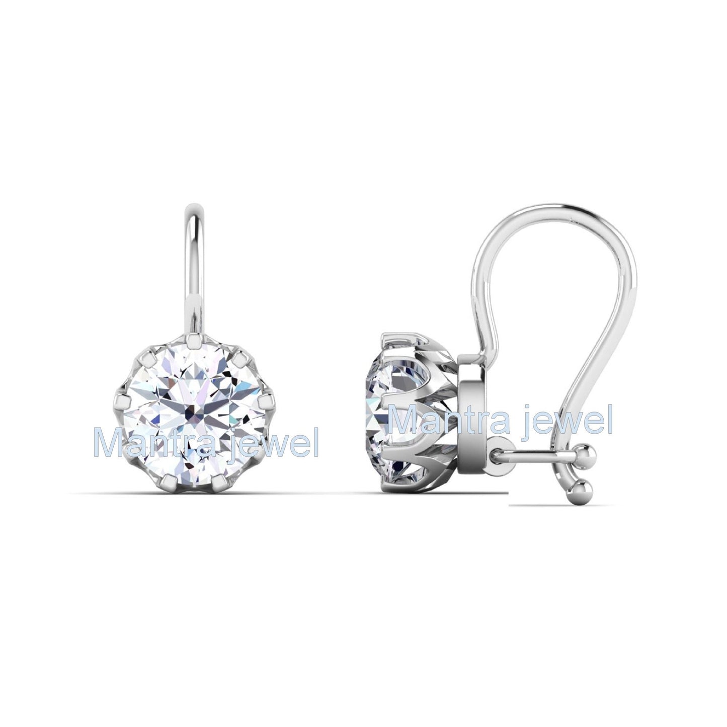 Certified 1.90 CT Moissanite Earrings for Women Girls 925 Sterling Silver Drop Earrings (VVS1, E-F) Round Moissanite Diamond Earrings