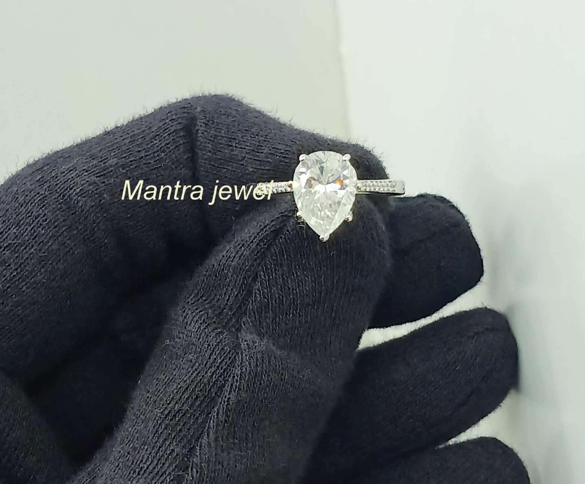 2.11Ct Pear Real Moissanite Diamond Halo Ring / 14k Rose Gold Engagement Ring /Wedding Anniversary Gift ring / Emerald cut moissanite Ring