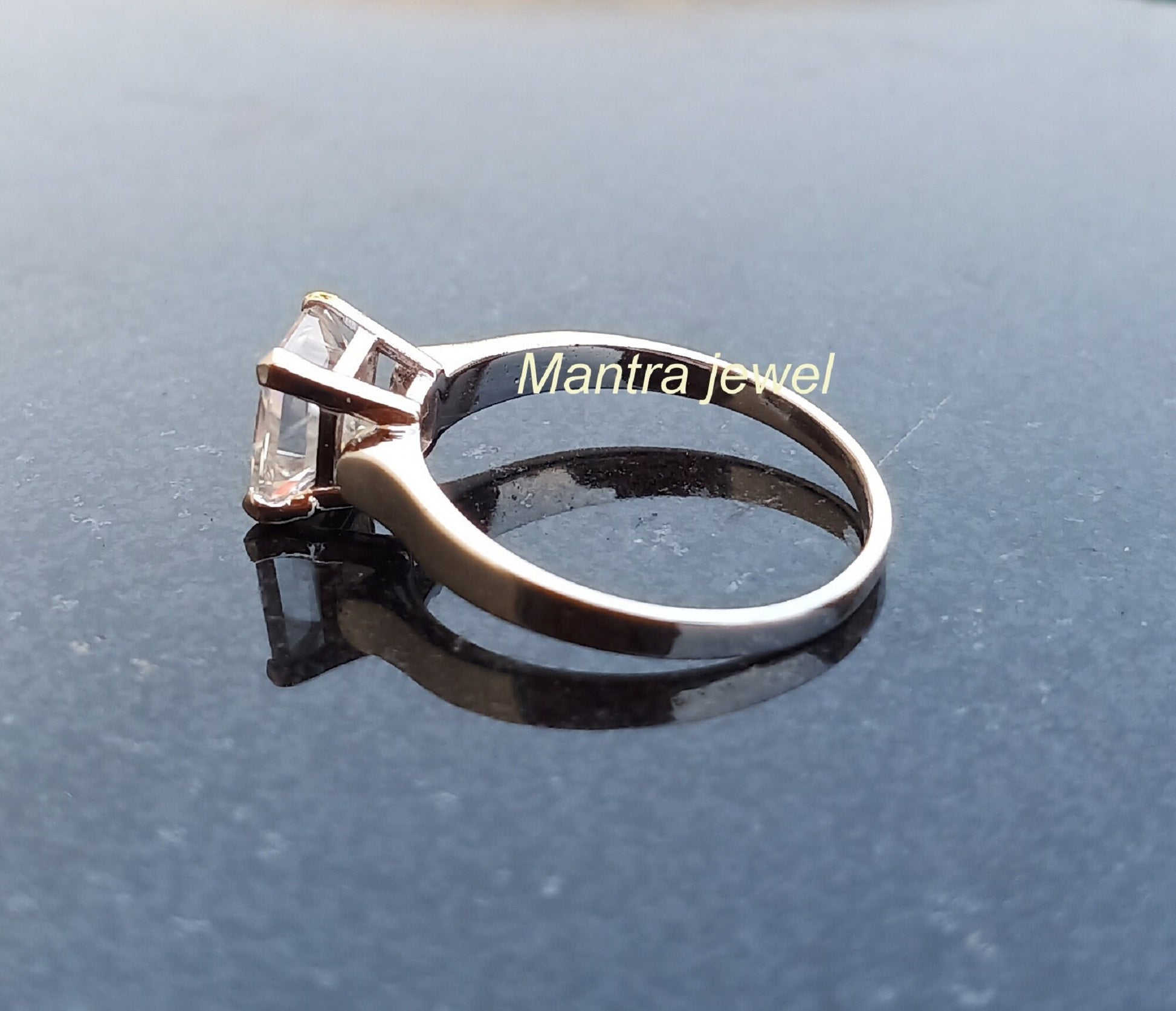 Princess Cut Solitaire Ring / 2 CT Colorless White Gold Promise Rings For Her / Unique Moissanite Rings / Antique Rings Anniverasry Rings