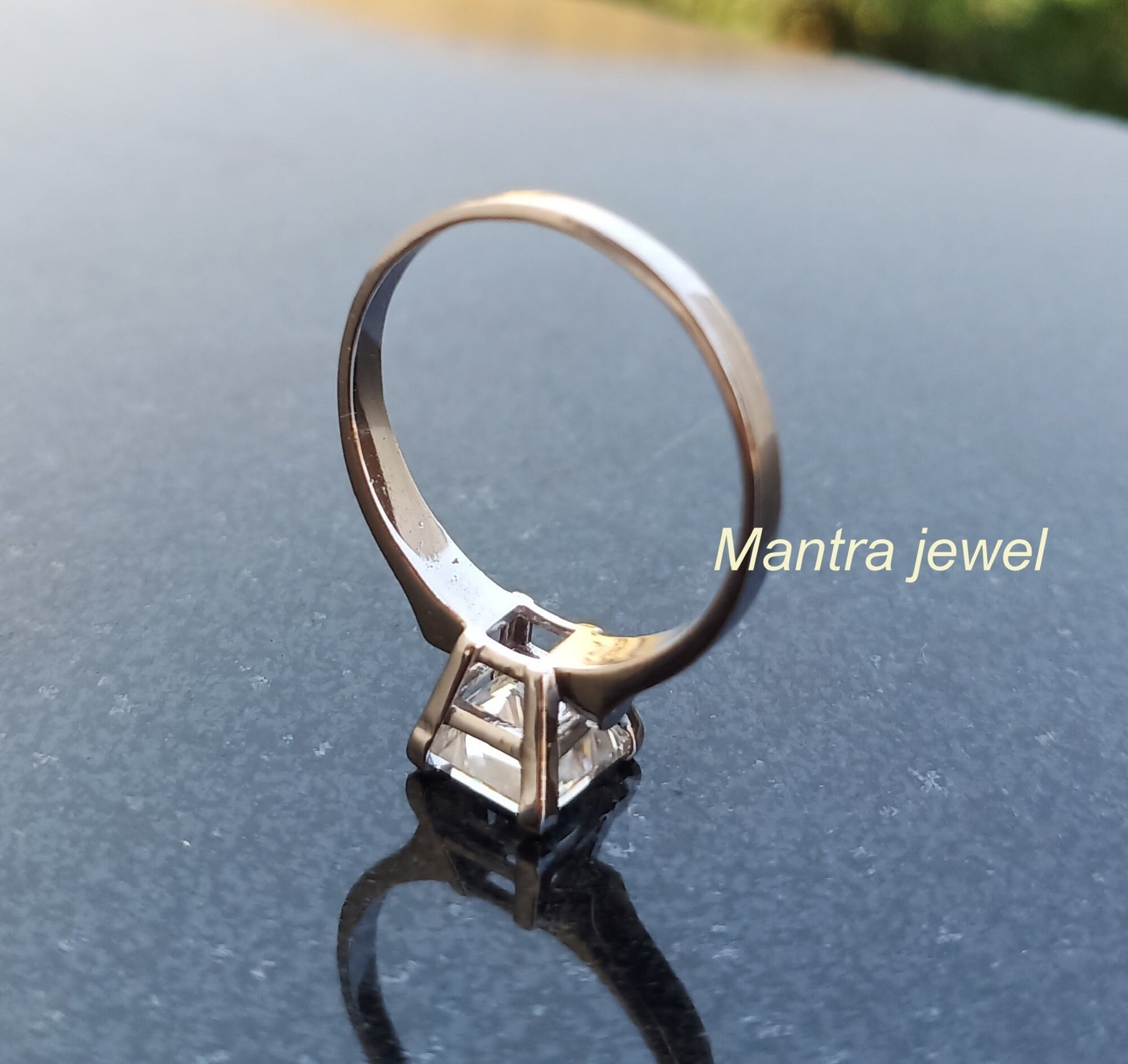 Princess Cut Solitaire Ring / 2 CT Colorless White Gold Promise Rings For Her / Unique Moissanite Rings / Antique Rings Anniverasry Rings