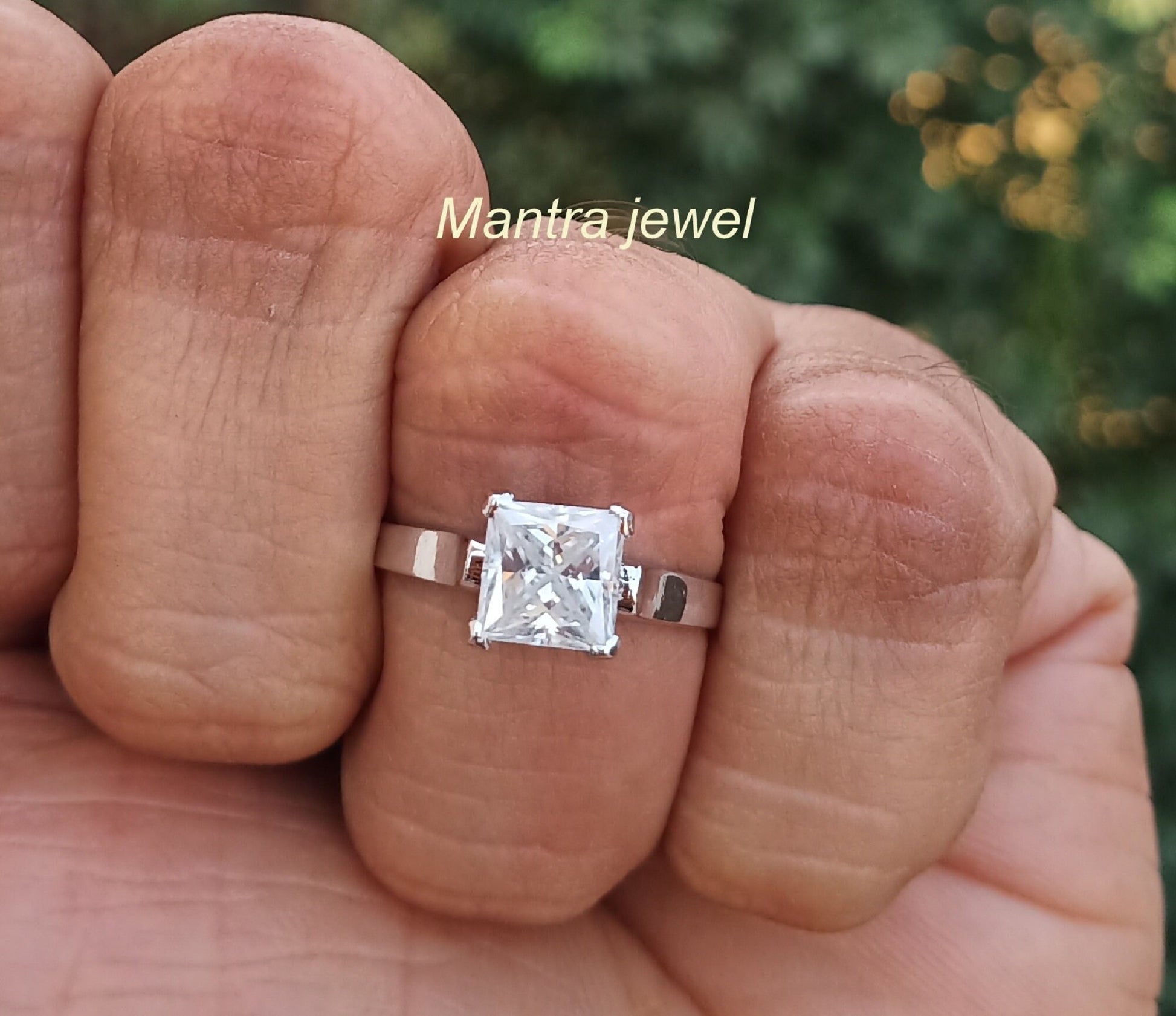 Princess Cut Solitaire Ring / 2 CT Colorless White Gold Promise Rings For Her / Unique Moissanite Rings / Antique Rings Anniverasry Rings