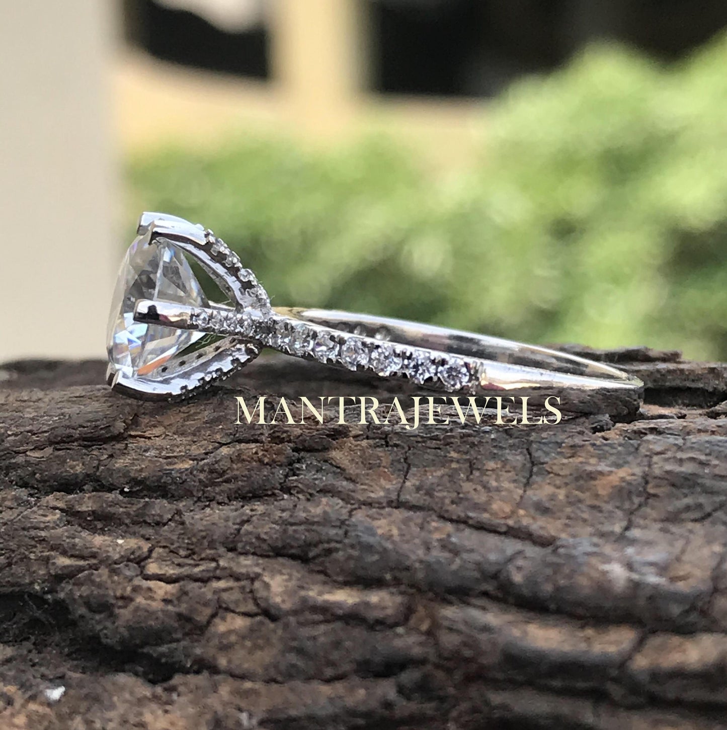 Moissanite Wedding Ring for Women - Round Cut Moissanite Diamond 2.75 Ct. White Gold Ring for Anniversary Gift