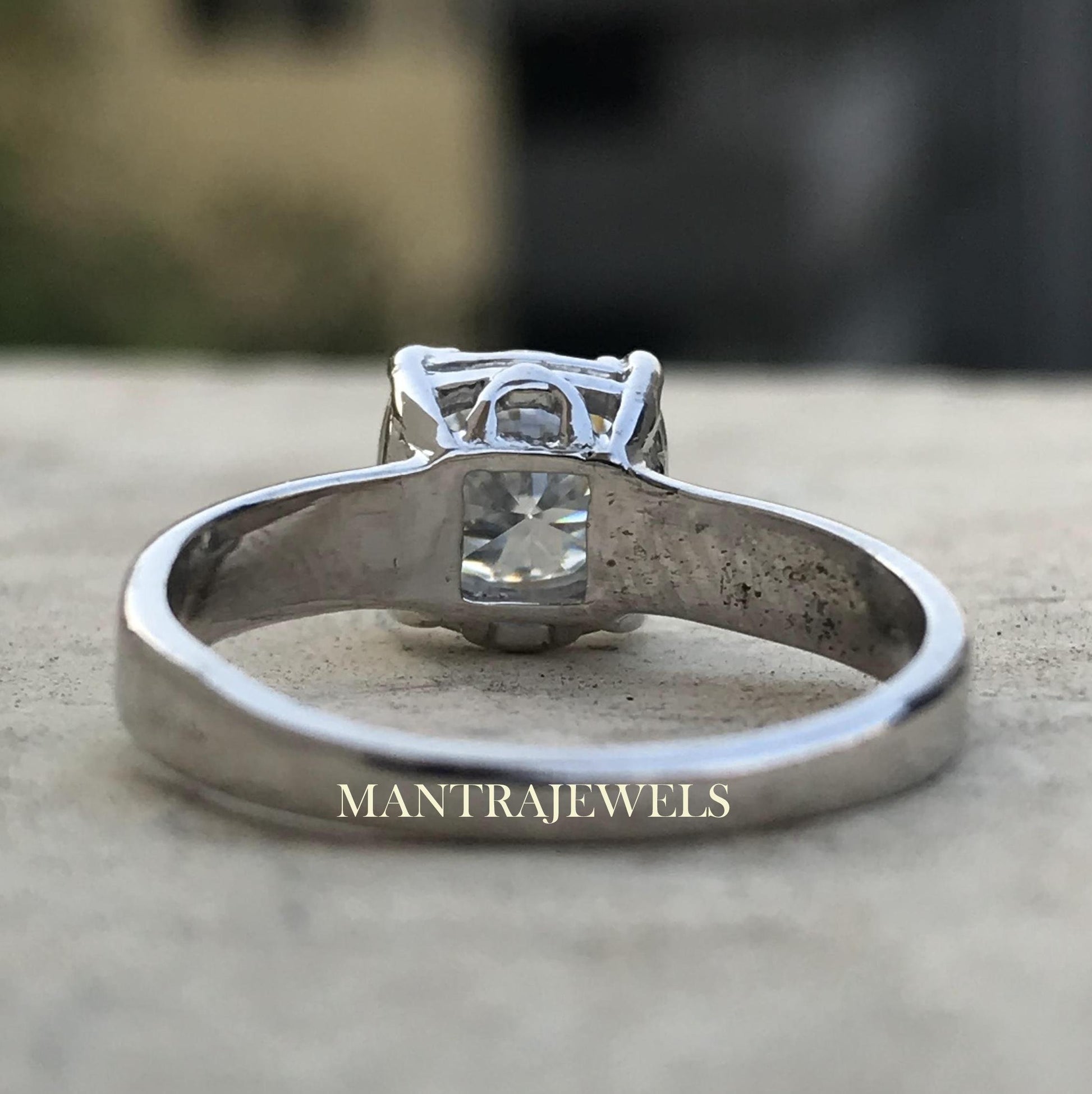 2.0 CT Round Cut Moissanite Engagement Ring, Wedding Ring, 10K Solid White Gold Ring , Wide band Ring , Prong Set Ring , Gift For Her