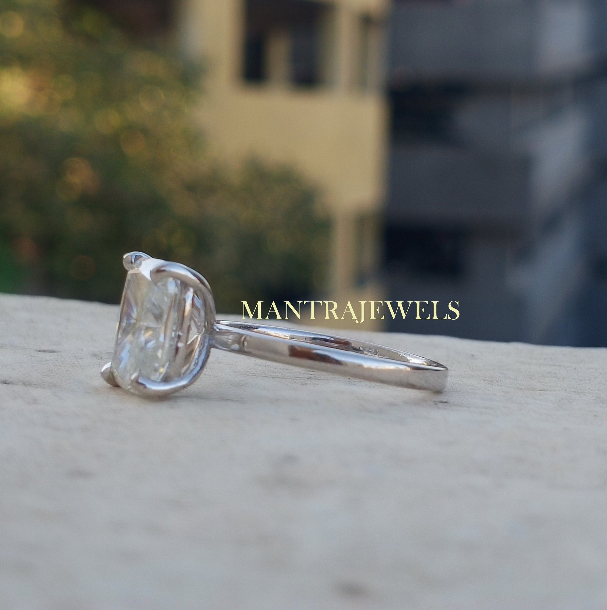 3.25 CT Elongated Cushion Cut Ring, Solid 10k/14k/18k White gold Wedding Anniversary Ring, Solitaire Handmade Diamond Jewelry.