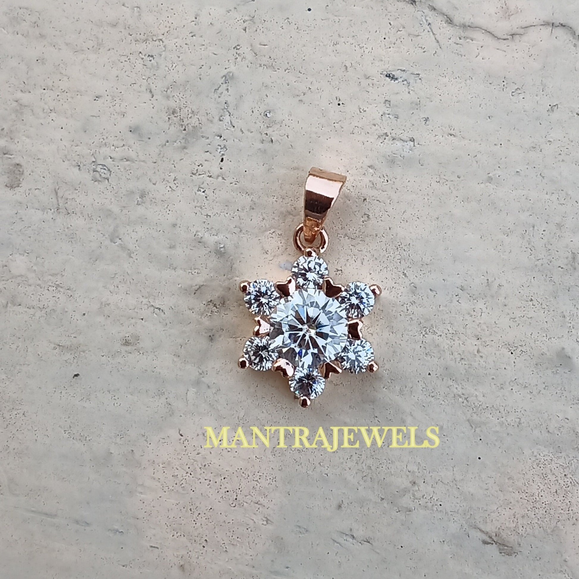 Antique 3 CTW Round Brilliant Cut Colorless Moissanite Pendant, Wedding Pendant, Bridal Set, Star Design Pendant, Milgrain Setting Pendant