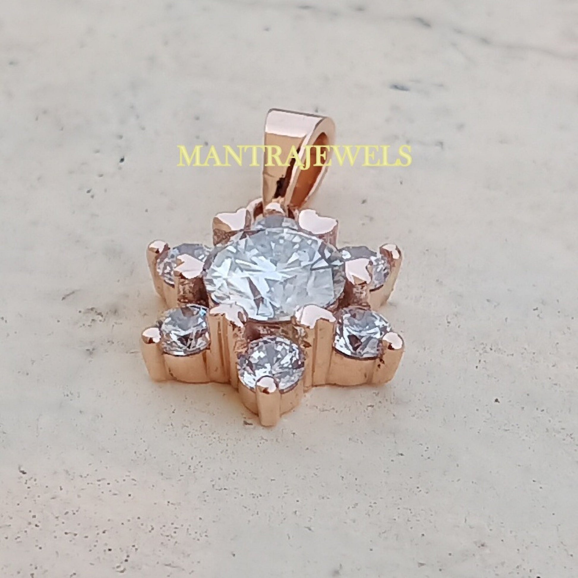 Antique 3 CTW Round Brilliant Cut Colorless Moissanite Pendant, Wedding Pendant, Bridal Set, Star Design Pendant, Milgrain Setting Pendant