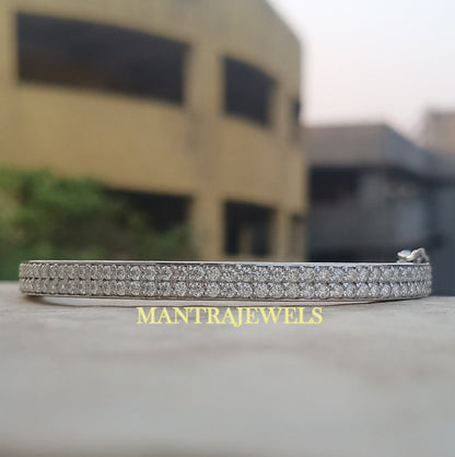 Iced Out Moissanite Bangle - 5Ct Moissanite Gold Bangle - 14k White Gold Women Jewelery - Stacking Bangle - Diamond Moissanite Bracelet