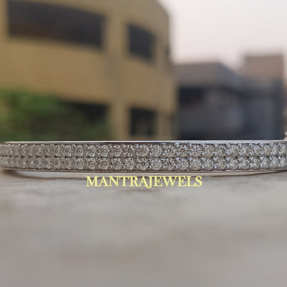 Iced Out Moissanite Bangle - 5Ct Moissanite Gold Bangle - 14k White Gold Women Jewelery - Stacking Bangle - Diamond Moissanite Bracelet