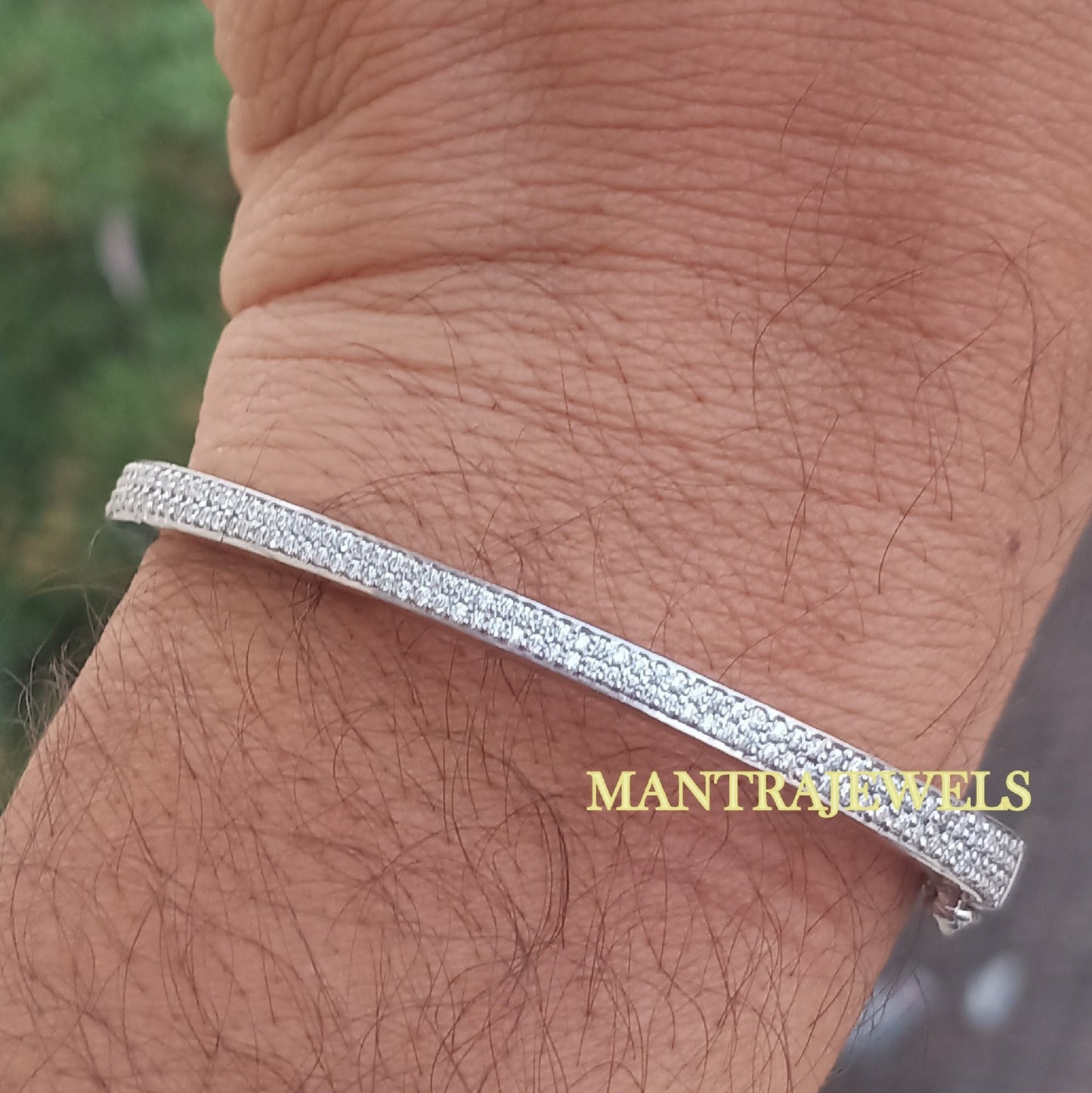 Iced Out Moissanite Bangle - 5Ct Moissanite Gold Bangle - 14k White Gold Women Jewelery - Stacking Bangle - Diamond Moissanite Bracelet