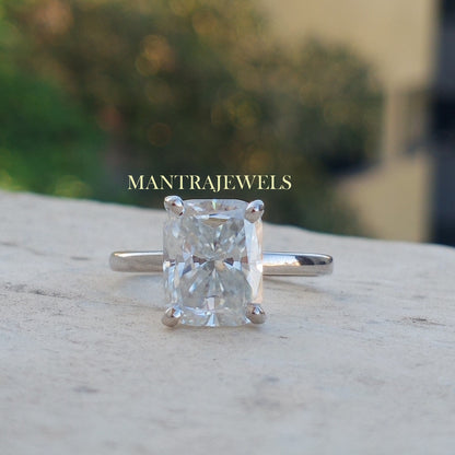 3.25 CT Elongated Cushion Cut Ring, Solid 10k/14k/18k White gold Wedding Anniversary Ring, Solitaire Handmade Diamond Jewelry.