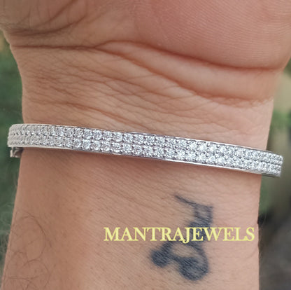 Iced Out Moissanite Bangle - 5Ct Moissanite Gold Bangle - 14k White Gold Women Jewelery - Stacking Bangle - Diamond Moissanite Bracelet