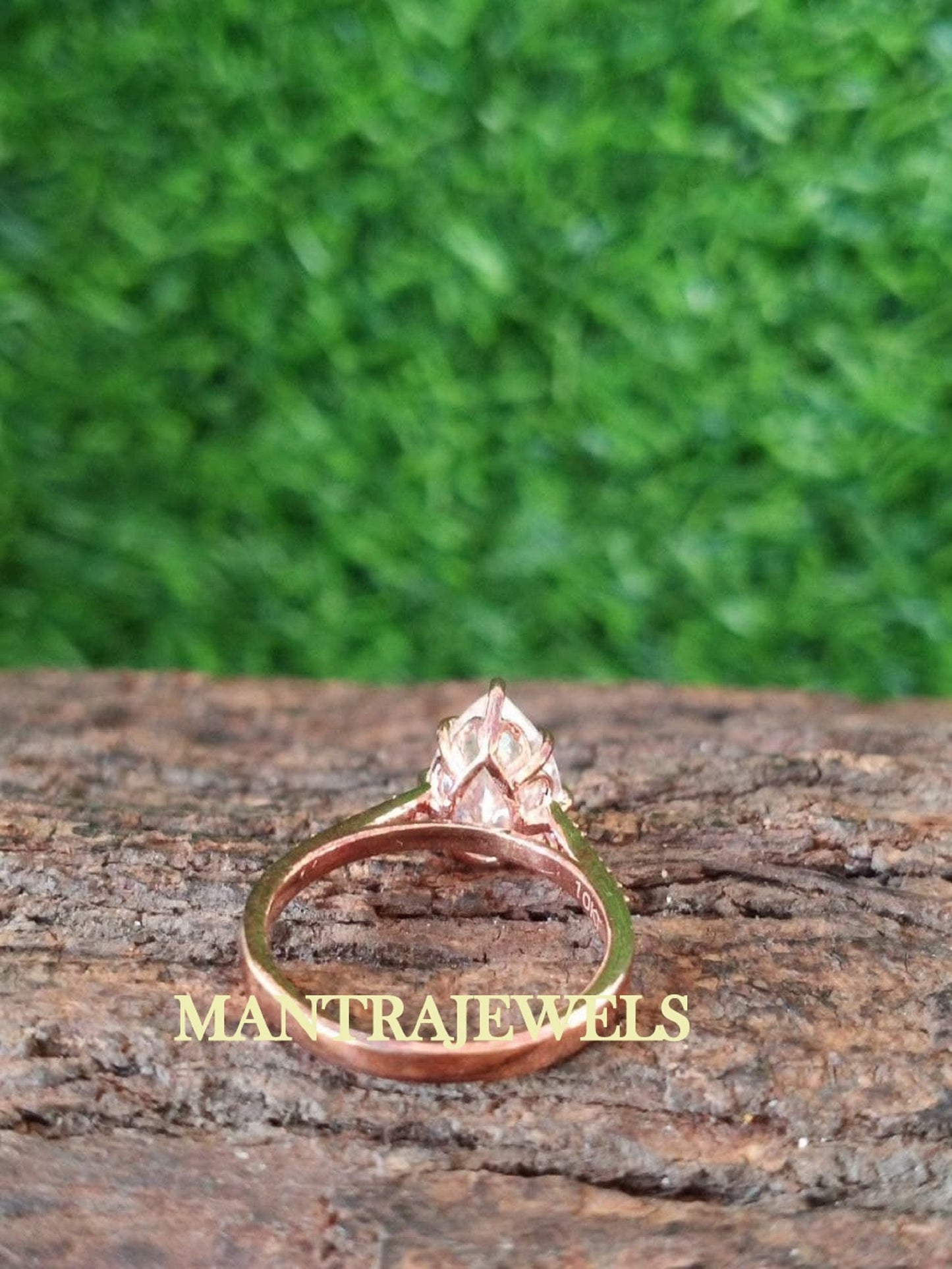 2.11Ct Pear Real Moissanite Diamond Halo Ring / 14k Rose Gold Engagement Ring /Wedding Anniversary Gift ring / Emerald cut moissanite Ring