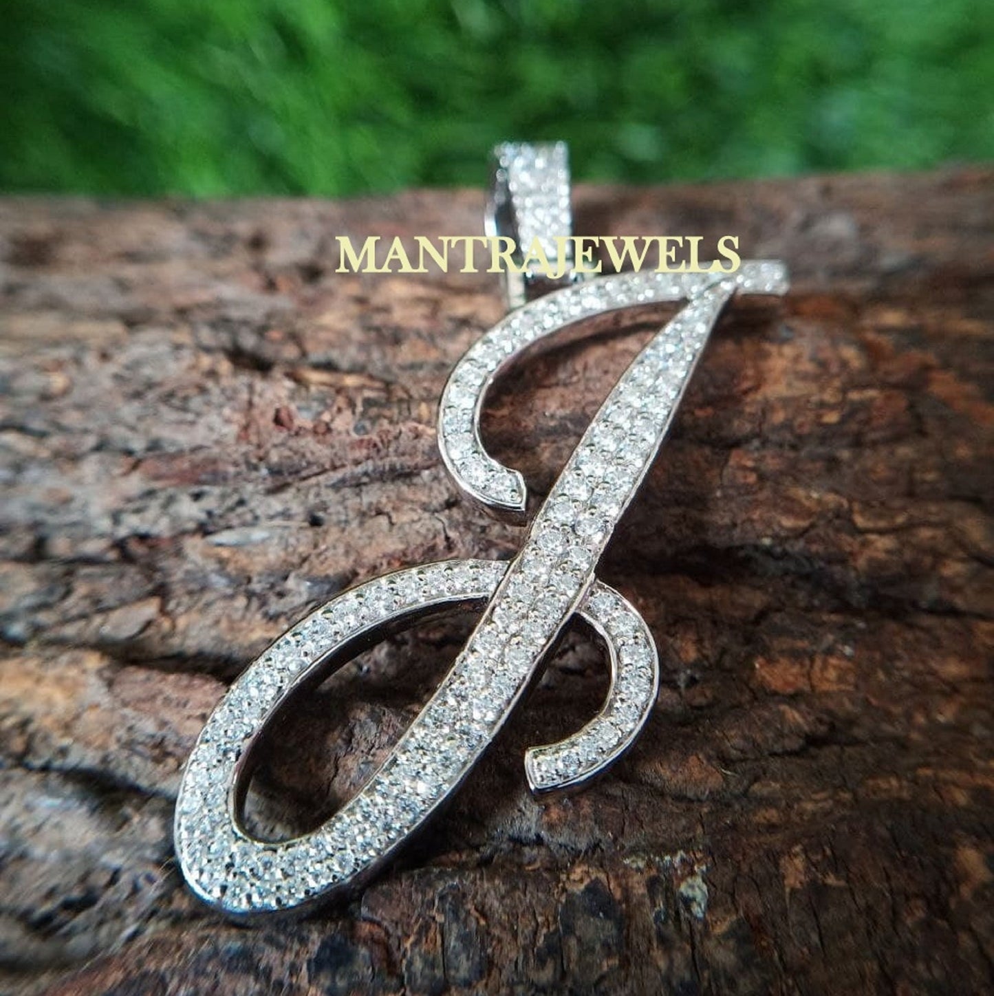 Custom Initial Pendant / Iced Out Moissanite Pendant / 14KT Solid Gold Letter Pendant / Personalized Anniversary Gift / Name Letter Pendant