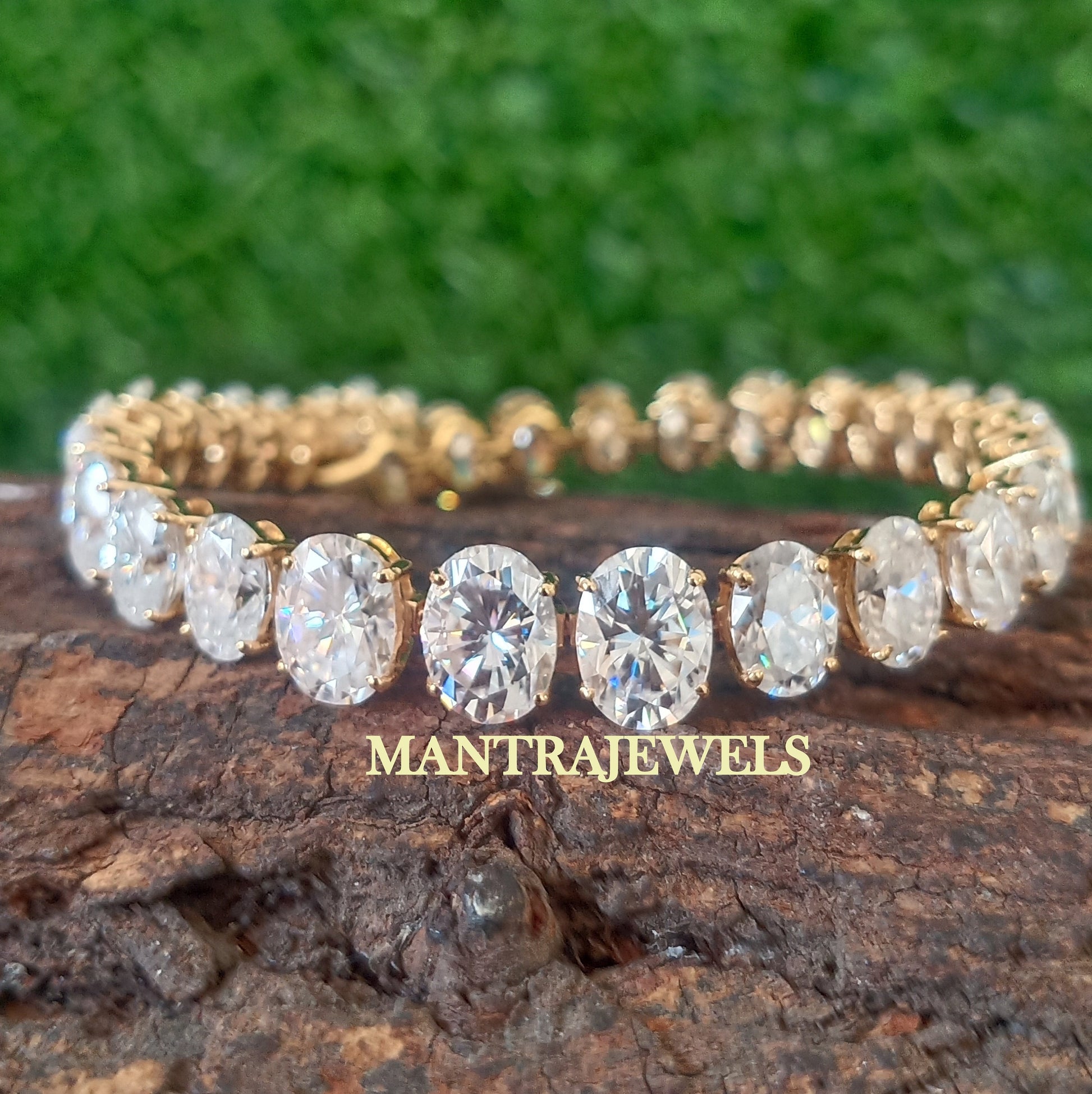 Oval Colorless Moissanite Tennis Bracelets / Moissanite Diamond Bracelet /Celebrity Style Wedding Bracelet /Solid White Gold Bridal Bracelet