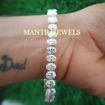 Oval Colorless Moissanite Tennis Bracelets / Moissanite Diamond Bracelet /Celebrity Style Wedding Bracelet /Solid White Gold Bridal Bracelet