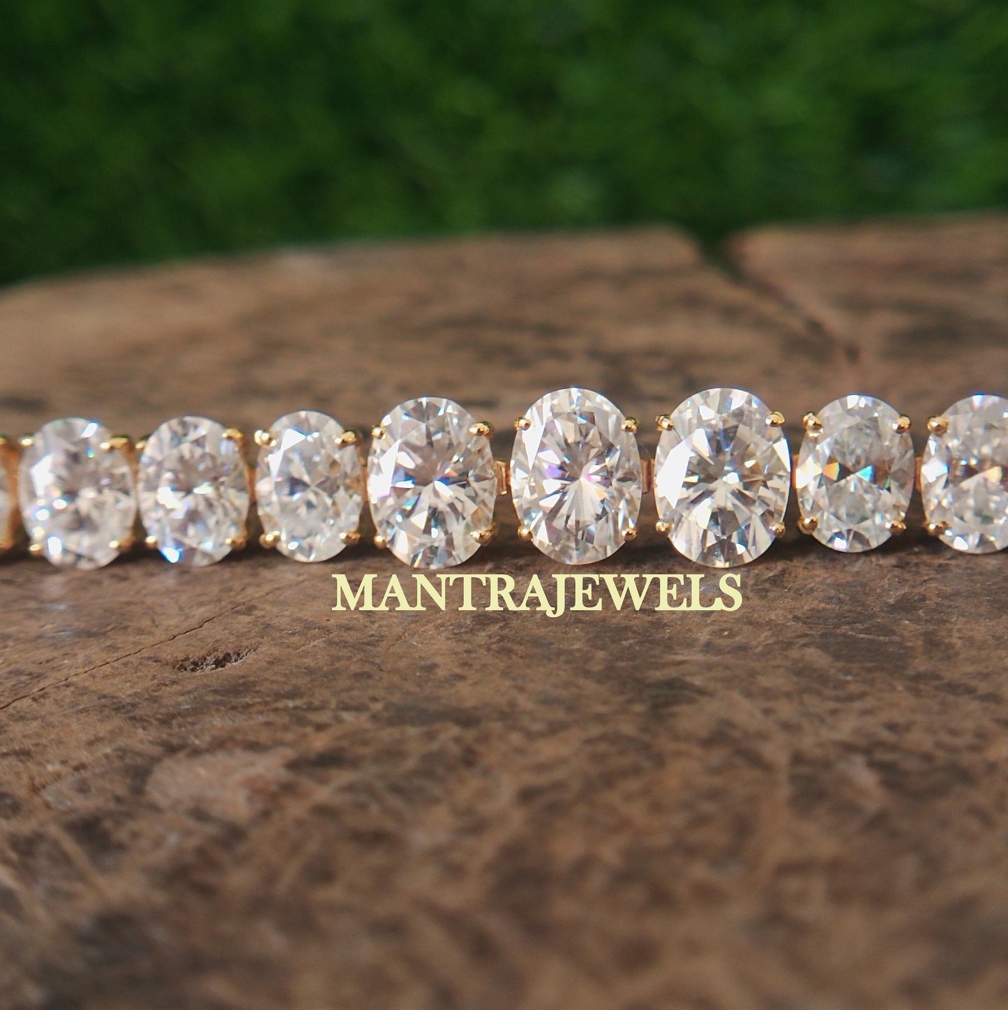 Oval Colorless Moissanite Tennis Bracelets / Moissanite Diamond Bracelet /Celebrity Style Wedding Bracelet /Solid White Gold Bridal Bracelet