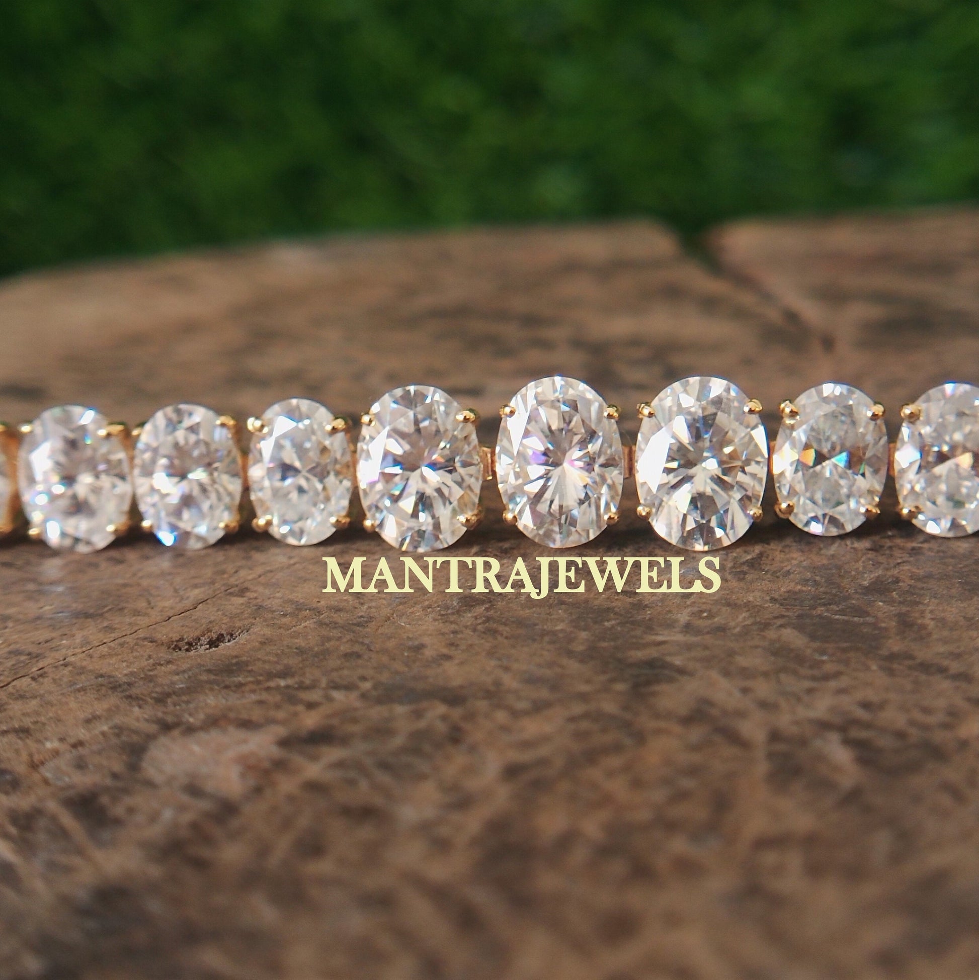 Oval Colorless Moissanite Tennis Bracelets / Moissanite Diamond Bracelet /Celebrity Style Wedding Bracelet /Solid White Gold Bridal Bracelet