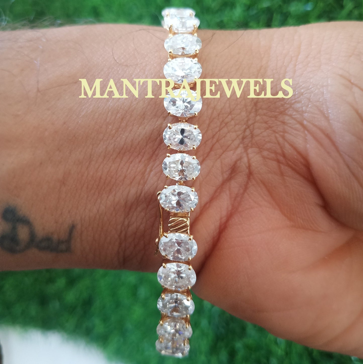 Oval Colorless Moissanite Tennis Bracelets / Moissanite Diamond Bracelet /Celebrity Style Wedding Bracelet /Solid White Gold Bridal Bracelet