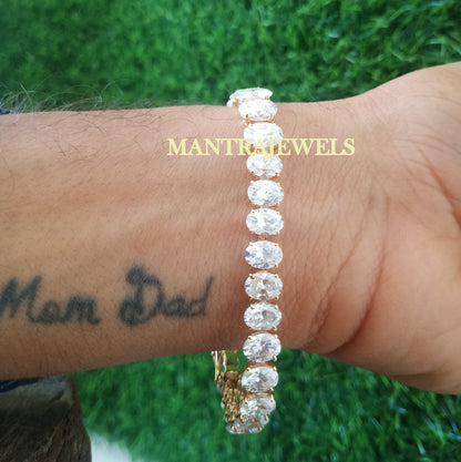 Oval Colorless Moissanite Tennis Bracelets / Moissanite Diamond Bracelet /Celebrity Style Wedding Bracelet /Solid White Gold Bridal Bracelet