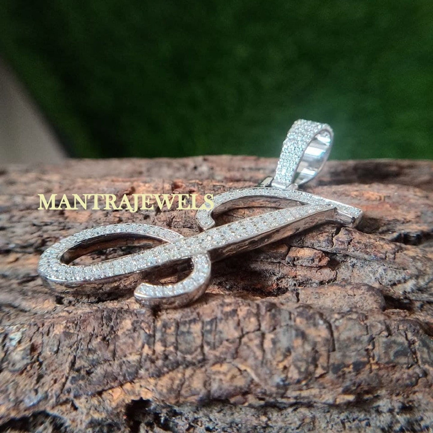 Custom Initial Pendant / Iced Out Moissanite Pendant / 14KT Solid Gold Letter Pendant / Personalized Anniversary Gift / Name Letter Pendant